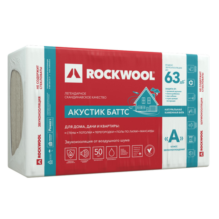 Звукоизоляция Роквул Акустик Баттс 120х600х1000